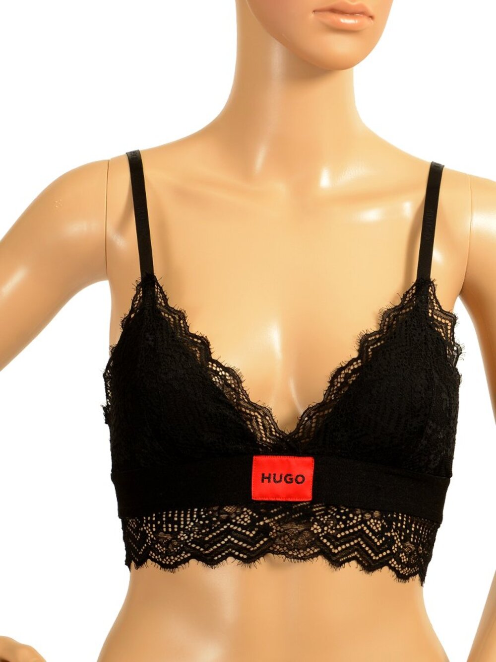 Hugo Boss Women's "Triangle Padded Lace" Black Lace Bralette Bra US S IT 40